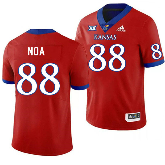 Men #88 Tevita Noa Kansas Jayhawks College Football Jerseys Stitched Sale-Red - Click Image to Close